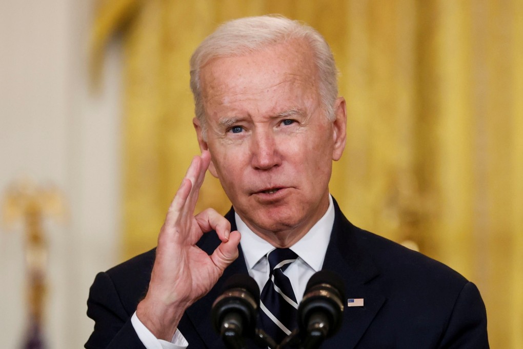US President Joe Biden delivers remarks about his Build Back Better agenda and the bipartisan infrastructure deal at the White House on Thursday. Photo: Reuters