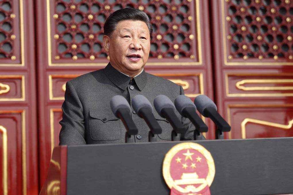 Chinese President Xi Jinping delivers a speech at a parade to celebrate the 70th anniversary of the founding of the People's Republic of China. Photo: AP
