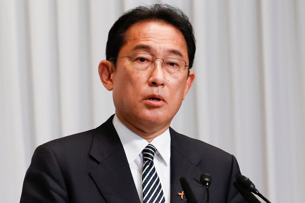 Japan's Prime Minister Fumio Kishida speaks to the media at the ruling LDP’s headquarters after declaring victory in Sunday’s election. Photo: AFP