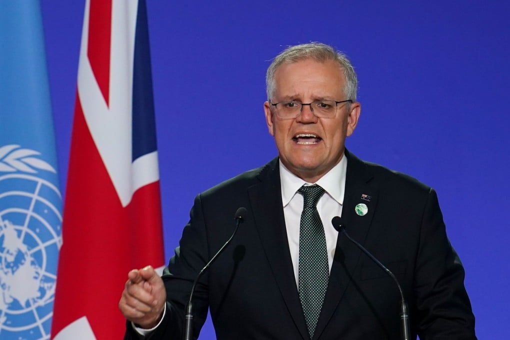 Australia's Prime Minister Scott Morrison speaks at the UN Climate Change Conference (COP26) in Glasgow. He said to reporters he had told France that conventional submarines would not meet Australia’s evolving strategic needs. Photo: Reuters
