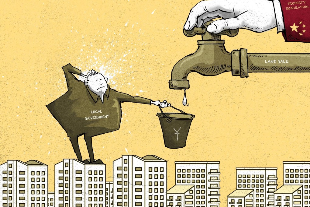 After Beijing tightened property regulations, local governments have been struggling to sell land – a key source of revenue. Illustration: Henry Wong