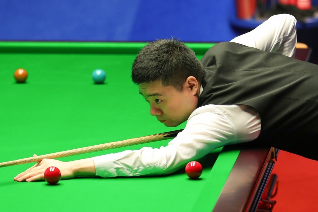 China's Ding Junhui competes during the first round match with England's Stuart Bingham at the 2021 World Snooker Championship in Sheffield in April. Photo: Xinhua