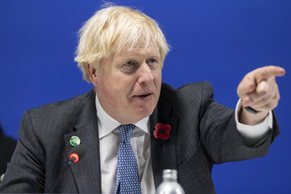 Britain’s Prime Minister Boris Johnson gestures during the opening ceremony of the COP26 summit in Glasgow, on Monday. Photo: AP