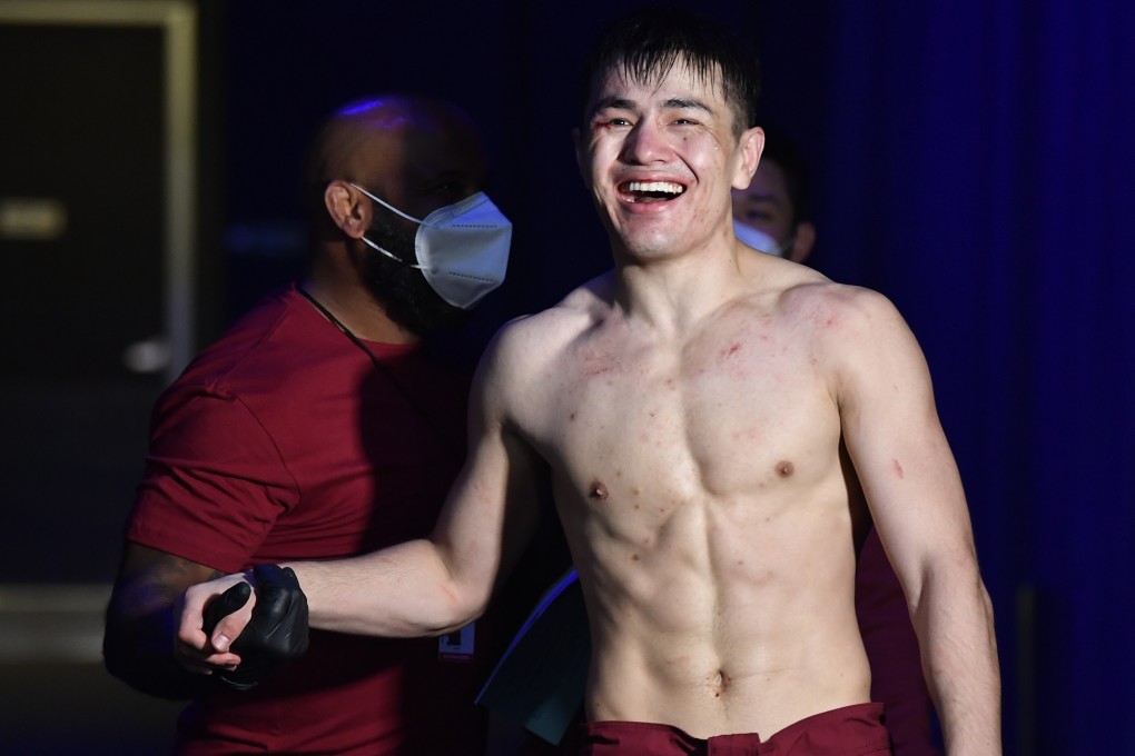 Maheshate celebrates after being awarded a UFC contract on Dana White’s Contender Series. Photo: Chris Unger/Zuffa LLC