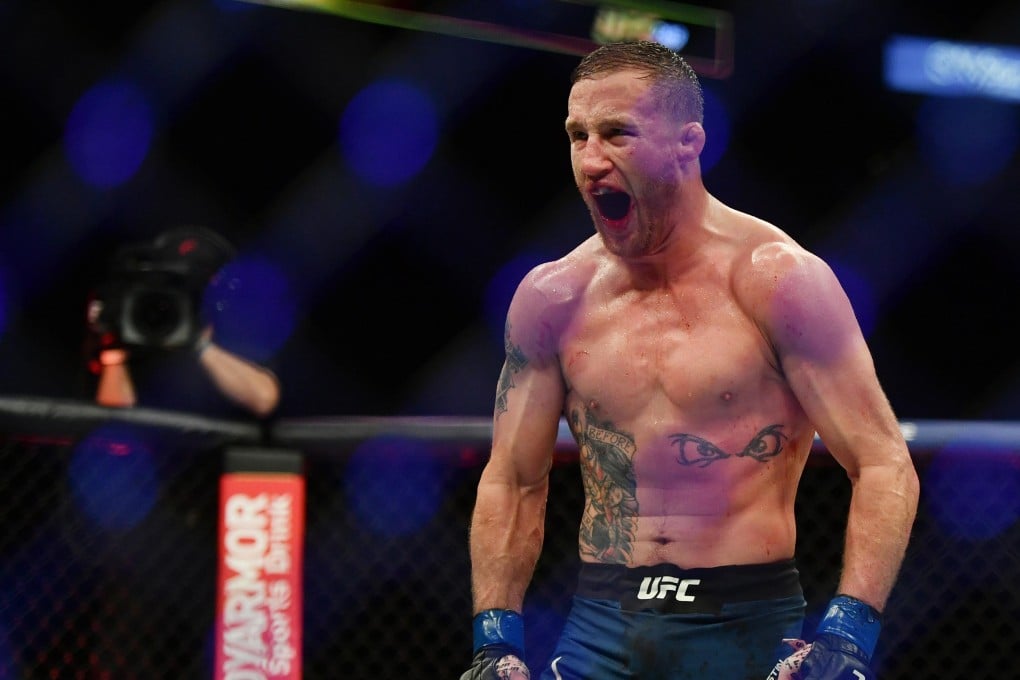Justin Gaethje celebrates after defeating Tony Ferguson at UFC 249. Photo: USA Today