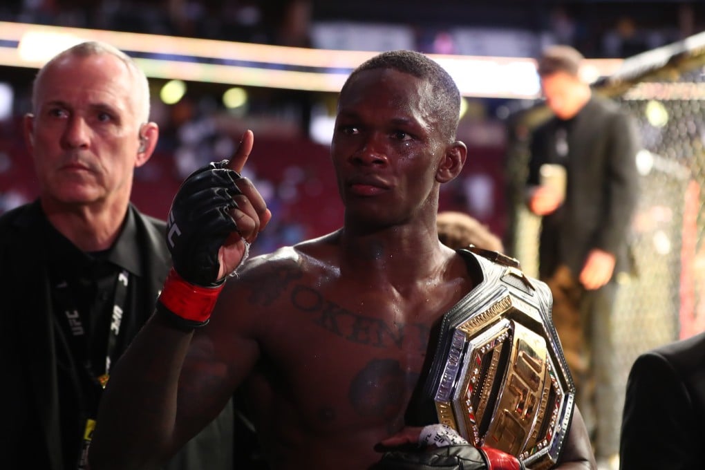 Israel Adesanya celebrates as he leaves the Octagon after beating Marvin Vettori at UFC 263. Photo: USA Today