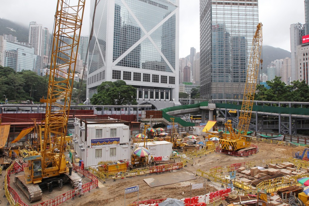 Construction at the old Murray Road multi-storey car park building site in Central. Henderson Land bid HK$23.28 billion for the plot in May 2017. Photo: Roy Issa