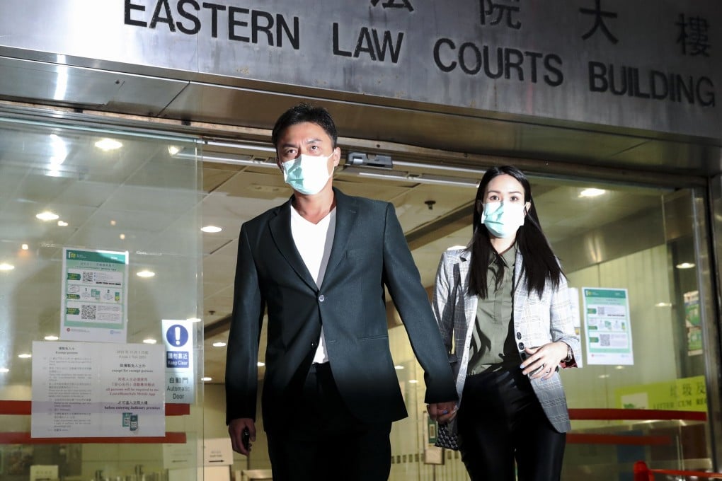 TVB actor Mat Yeung Ming (left) and his girlfriend Lisa Ch’ng leave Eastern Court on Thursday. Photo: Edmond So