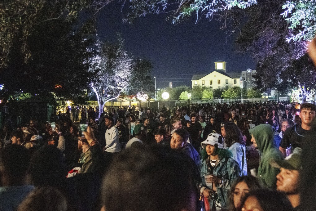 Festival goers are seen rushing into the VIP area before Travis Scott performing at the Astroworld Music Festival at NRG Park in Houston, Texas on Friday. Photo: Invision / AP