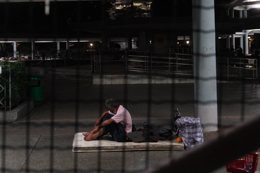 Homeless people seen at Tung Chau Street Park at Sham Shui Po. 28OCT21. SCMP / Sam Tsang