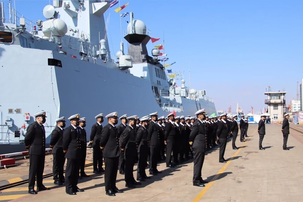 The new frigate, PNS Tughril, was commissioned in Shanghai on Monday. Photo: Weibo