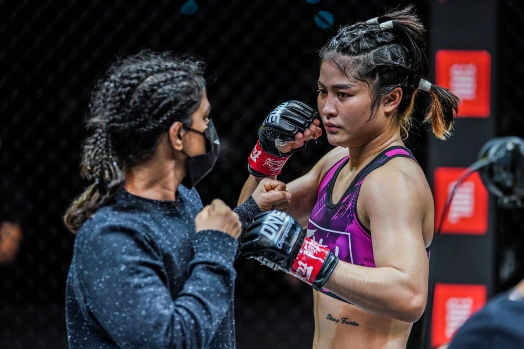 Stamp Fairtex stares down Ritu Phogat at ONE: NextGen. Photos: ONE Championship