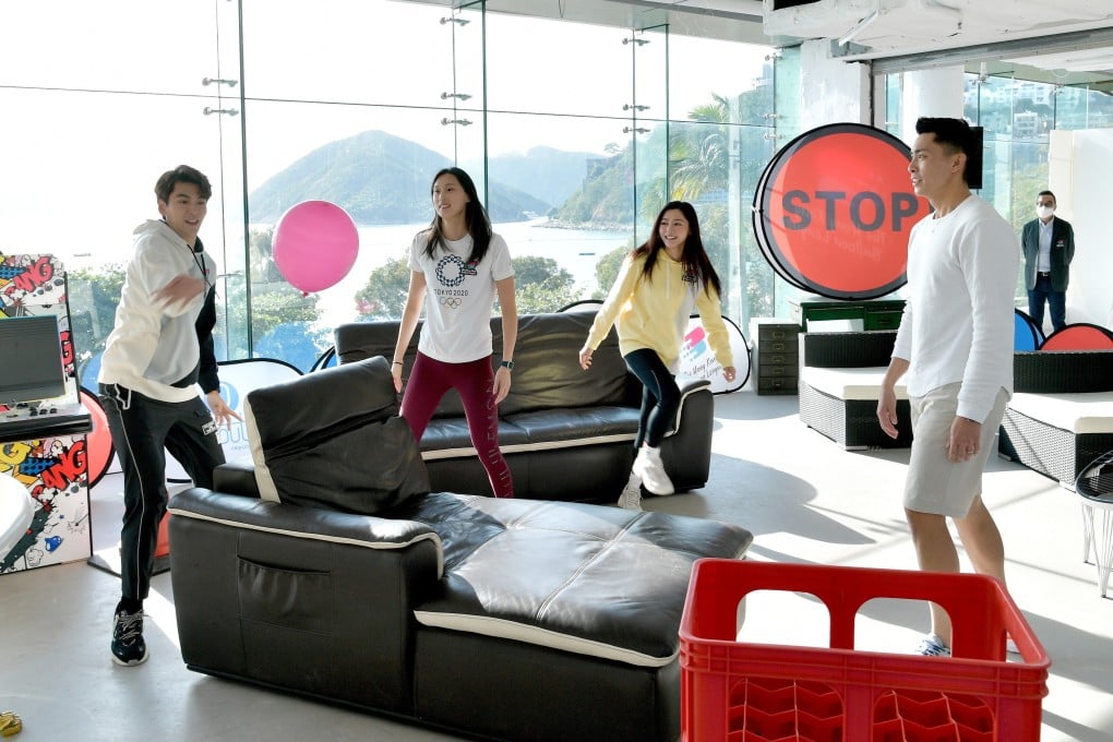 Action from the launch of the Hong Kong Balloon League, which took place at The Pulse shopping centre in Repulse Bay on November 9, 2021, with players including Hong Kong swimmer Karen Tam Hoi-lam. Photo: Hong Kong Balloon League