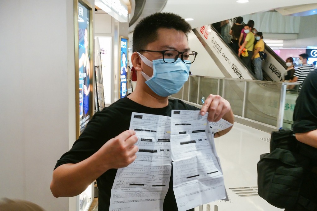 Adam Ma addresses reporters at a Mong Kok shopping centre in October 2020. Photo: Brian Wong