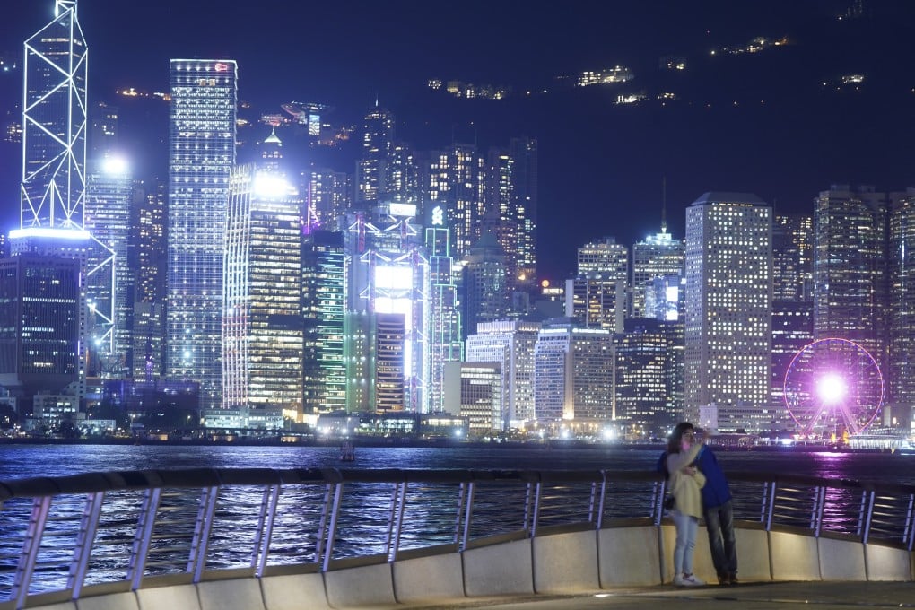 Hong Kong’s Victoria Harbour lights up at night. Photo: Sam Tsang