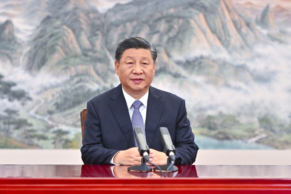 Chinese President Xi Jinping delivers a keynote speech at the Asia-Pacific Economic Cooperation CEO Summit via video from Beijing. Photo: Xinhua
