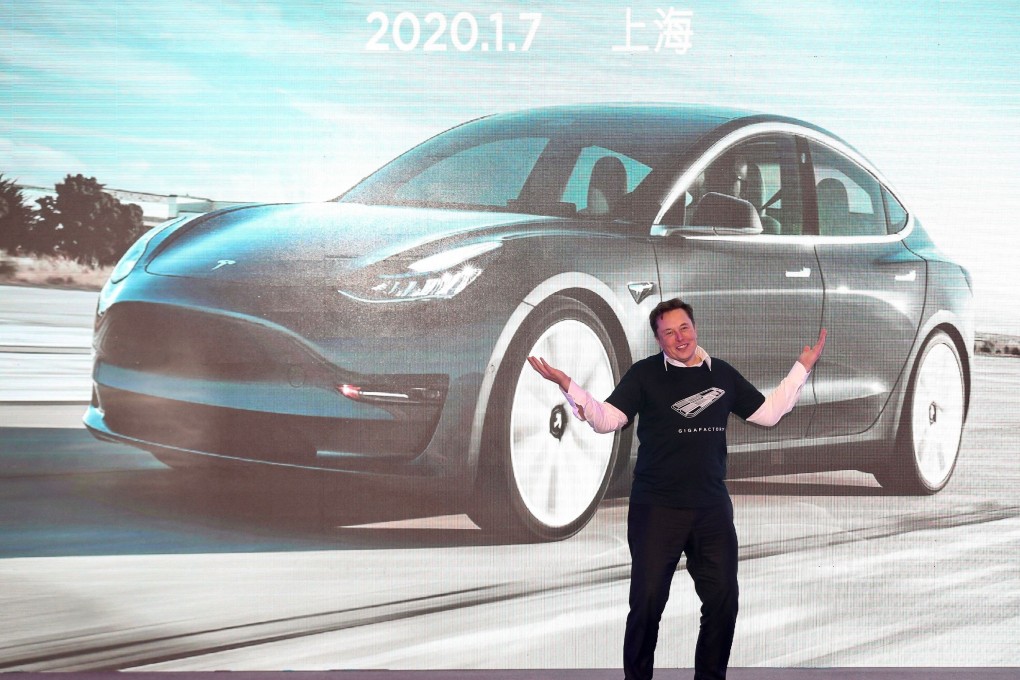 Tesla’s chief executive Elon Musk during a ceremony on January 7, 2020 to deliver the carmaker’s China-made Model 3 in Shanghai. Photo: AFP.