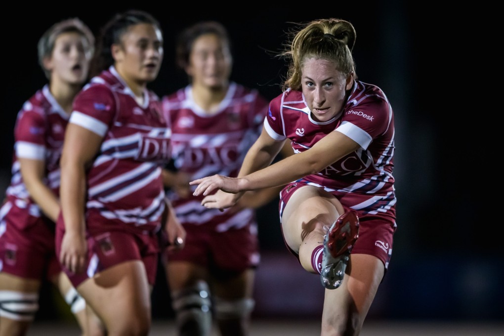 DAC Kowloon fly half Montana Heslop kicks for touch. Photo: Prezz Images Plus