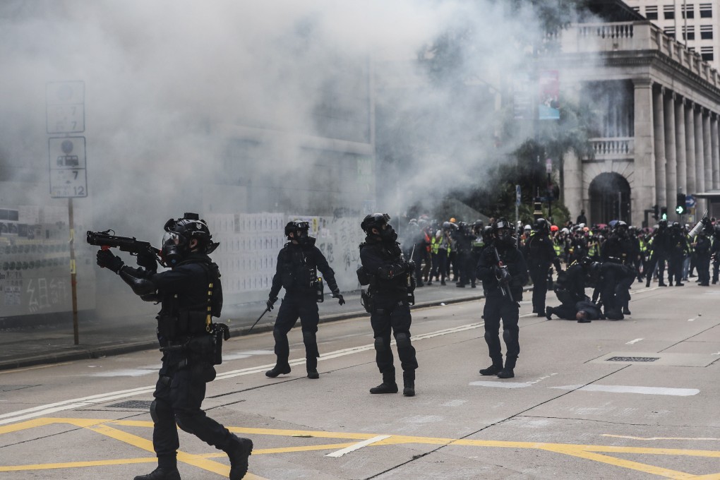 Police fire tear gas to disperse protesters taking part in a rally at Chater Garden in January of 2020. Photo: Sam Tsang