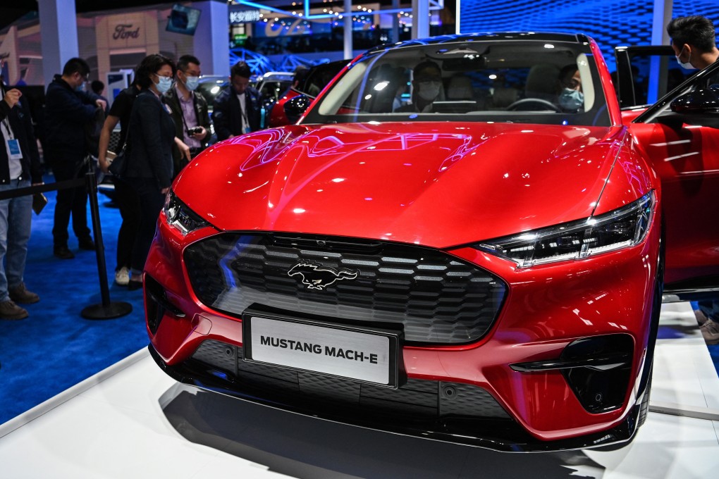 A Ford Mustang Mach-E is displayed during the 19th Shanghai International Automobile Industry Exhibition in April this year. Photo: AFP
