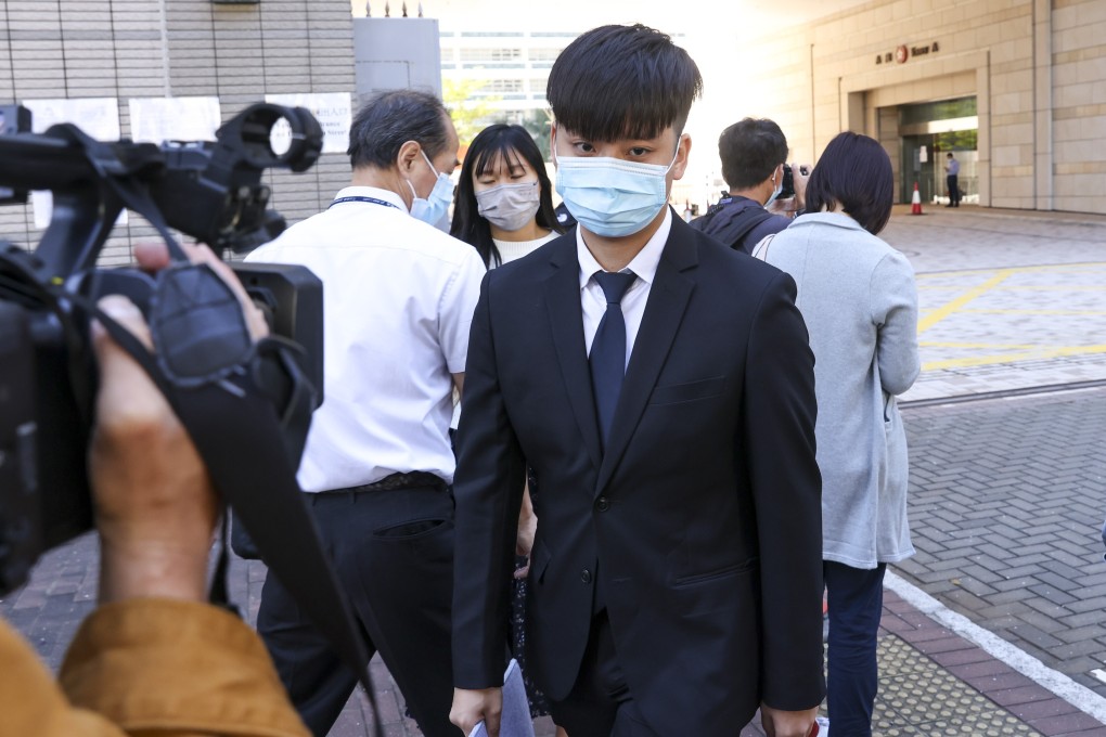Cheung Ka-chun walks out of West Kowloon Court after being acquitted of rioting charges on Saturday. Photo: Nora Tam