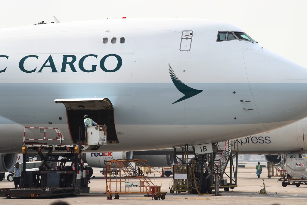 A Cathay Pacific cargo plane at Hong Kong International Airport. Photo: Nora Tam