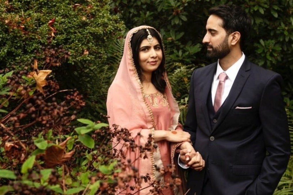 Nobel laureate Malala Yousafzai with her husband Asser Malik in Britain. Photo: Twitter via Reuters