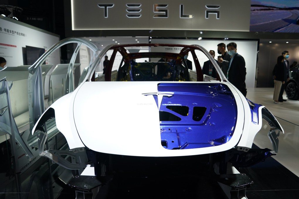 Tesla’s exhibition at the 4th China International Import Expo (CIIE) in Shanghai on November 5, 2021. Photo: Xinhua