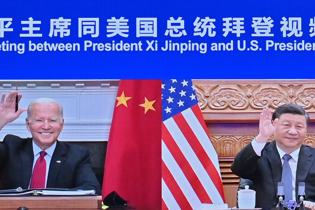 US President Joe Biden and Chinese leader Xi Jinping meet for the virtual summit on Tuesday. Photo: Xinhua