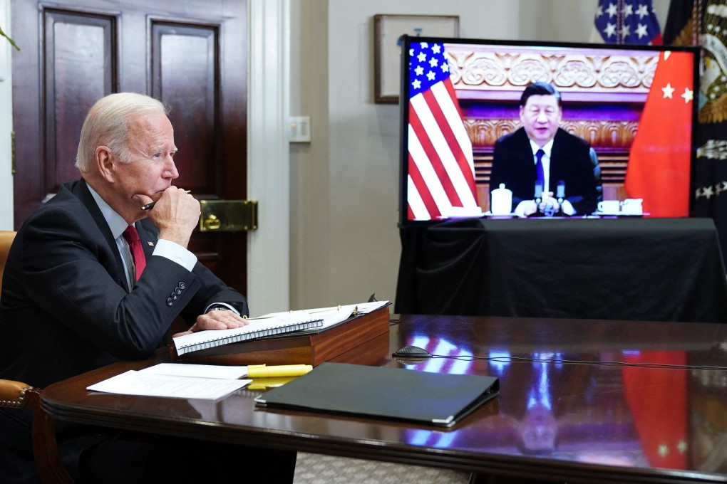 US President Joe Biden, during the virtual summit with China‘s President Xi Jinping. Photo: AFP