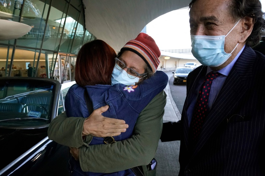 US journalist Danny Fenster is reunited with his mother Rose Fenster at JFK airport on Tuesday. Photo: AFP