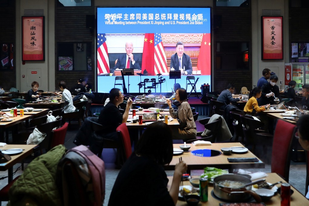 US President Joe Biden and counterpart Xi Jinping met by video link for the first time on Tuesday. Photo: Bloomberg