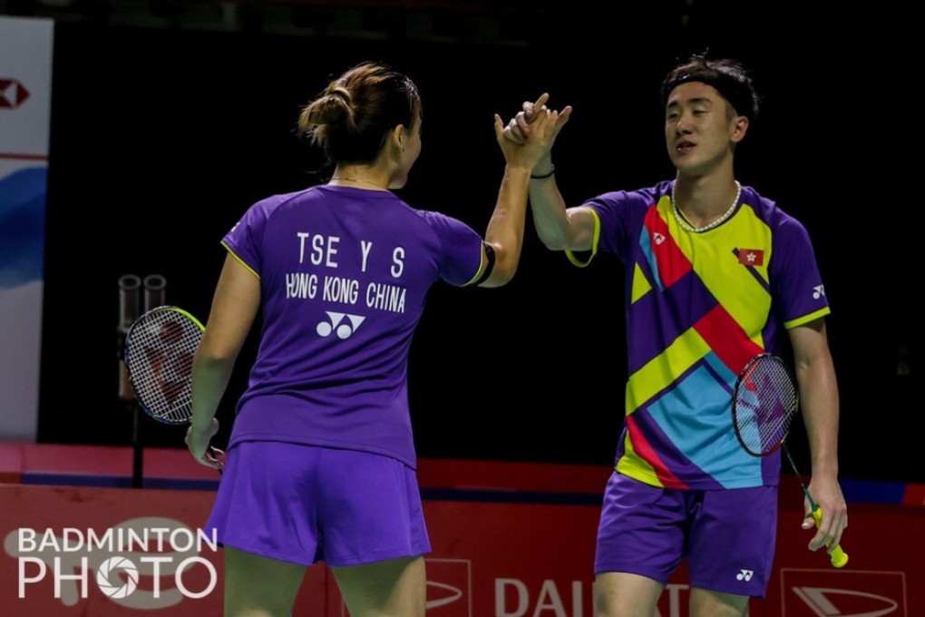 Hong Kong’s Tang Chun-man and Tse Ying-suet celebrate after winning their second-round match at the Indonesia Masters. Photo: Badminton Photo