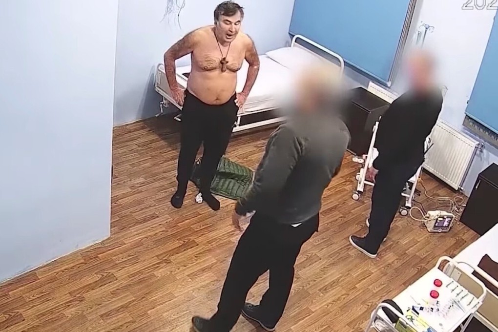 A shirtless Mikheil Saakashvili in the ward of a prison hospital in Tbilisi, Georgia on November 11. Photo: Special Penitentiary Service of Georgia
