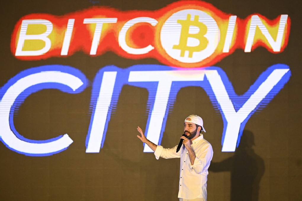 President Nayib Bukele speaks during the announcement on the Bitcoin City project in Mizata, El Salvador. Photo: AFP