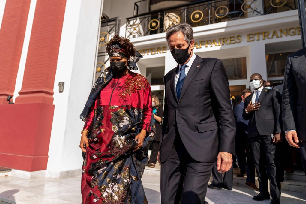 US Secretary of State Antony Blinken and Senegalese Foreign Minister Aissata Tall Sall in Dakar, Senegal on Saturday. Photo: AFP