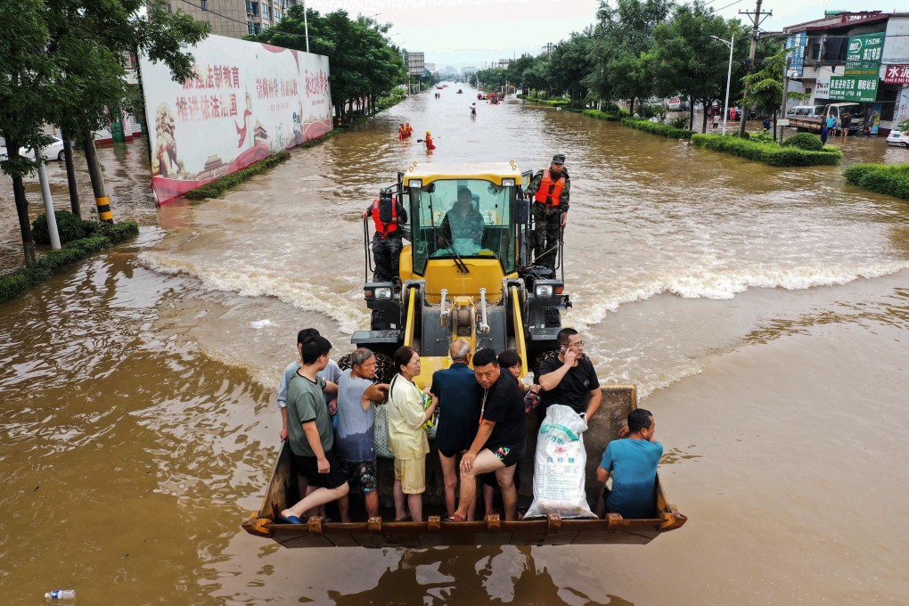 This photo taken on July 23, 2021 shows a flooded street in China’s central Henan province. Photo: AFP