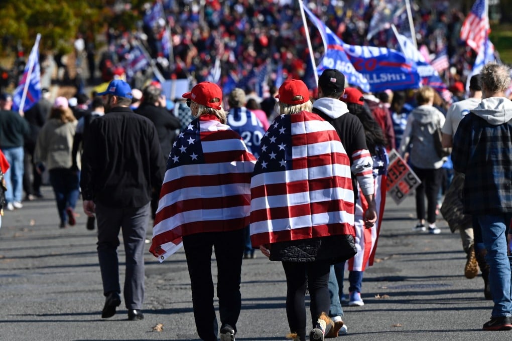 Trump supporters march in November 2020 to back the claim that the US election was fraudulent. Photo: AFP