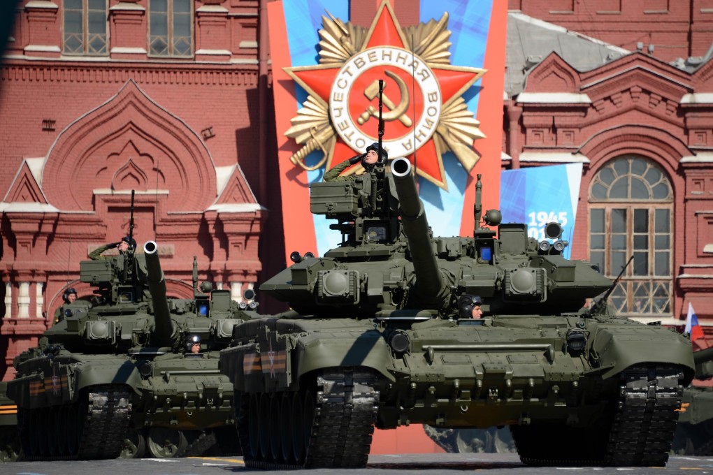 Russian T-90 tanks roll at the Red Square in Moscow during a Victory Day parade. File photo: AFP