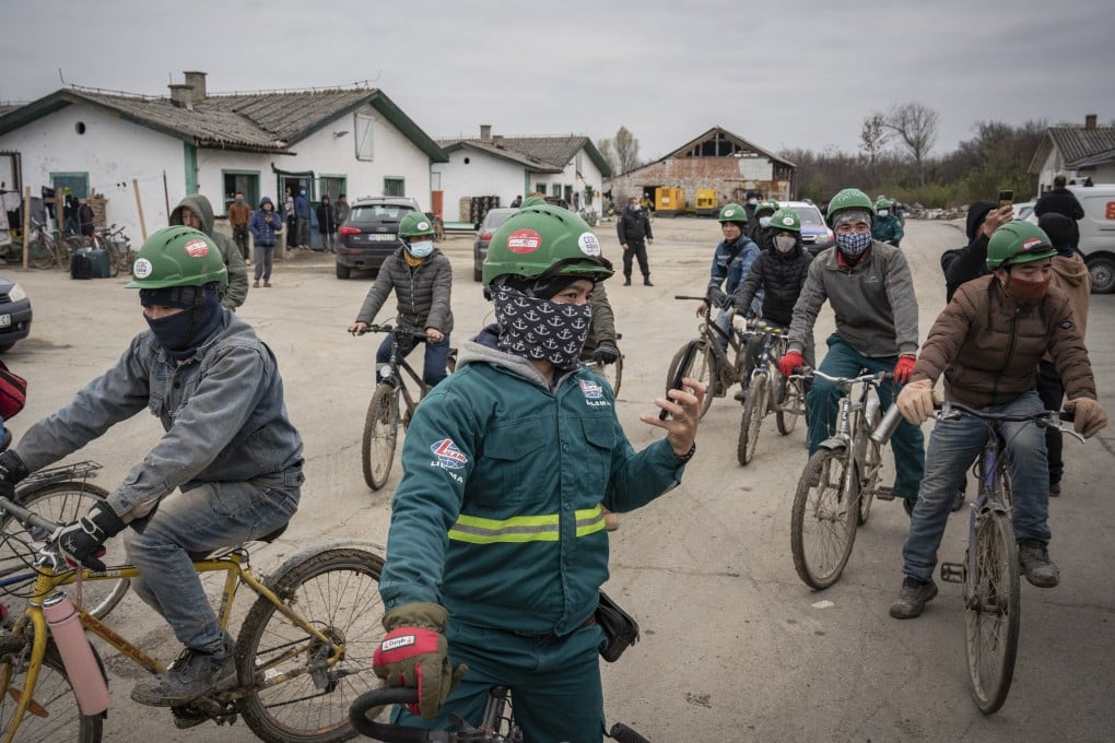 Vietnamese workers near the Linglong construction site in Zrenjanin, Serbia. Photo: AFP