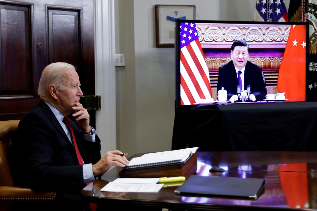 US President Joe Biden speaks virtually with Chinese leader Xi Jinping from the White House on November 15. Photo: Reuters