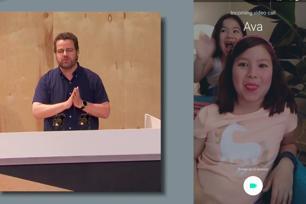 Google demonstrates Duo on stage at Google I/O. Photo: YouTube