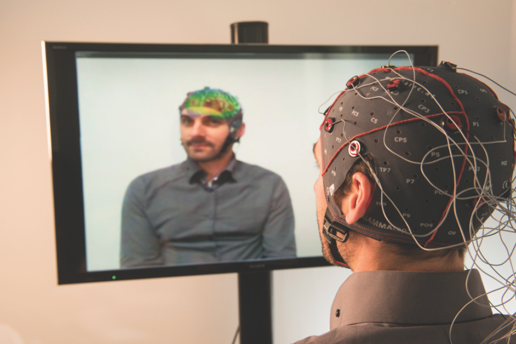 A brain-computer interface uses sensors to measure electrical currents in human brains to send commands to computers. Photo: Submitted