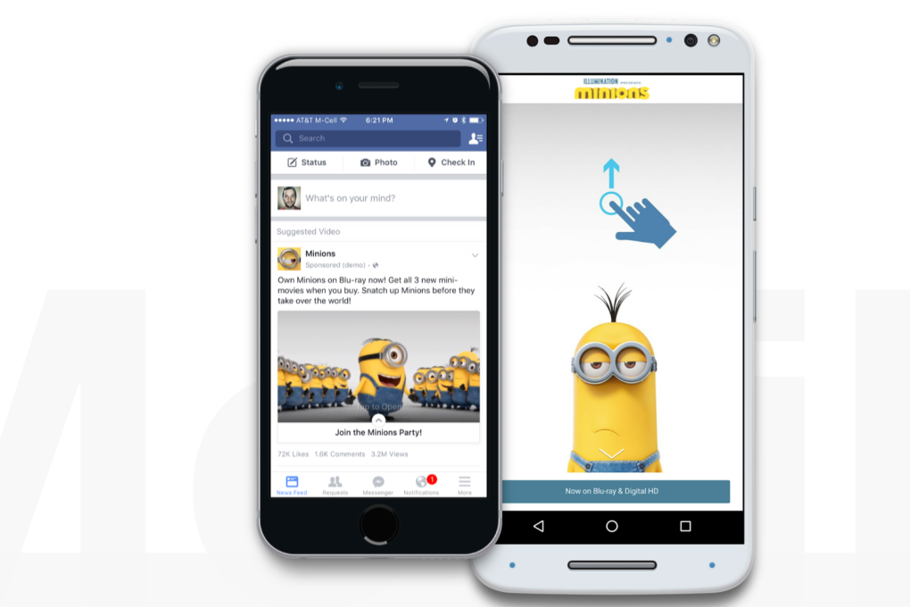 Facebook Canvas ads, like this one for the movie "Minions," launched worldwide in Feburuary. Photo: Facebook