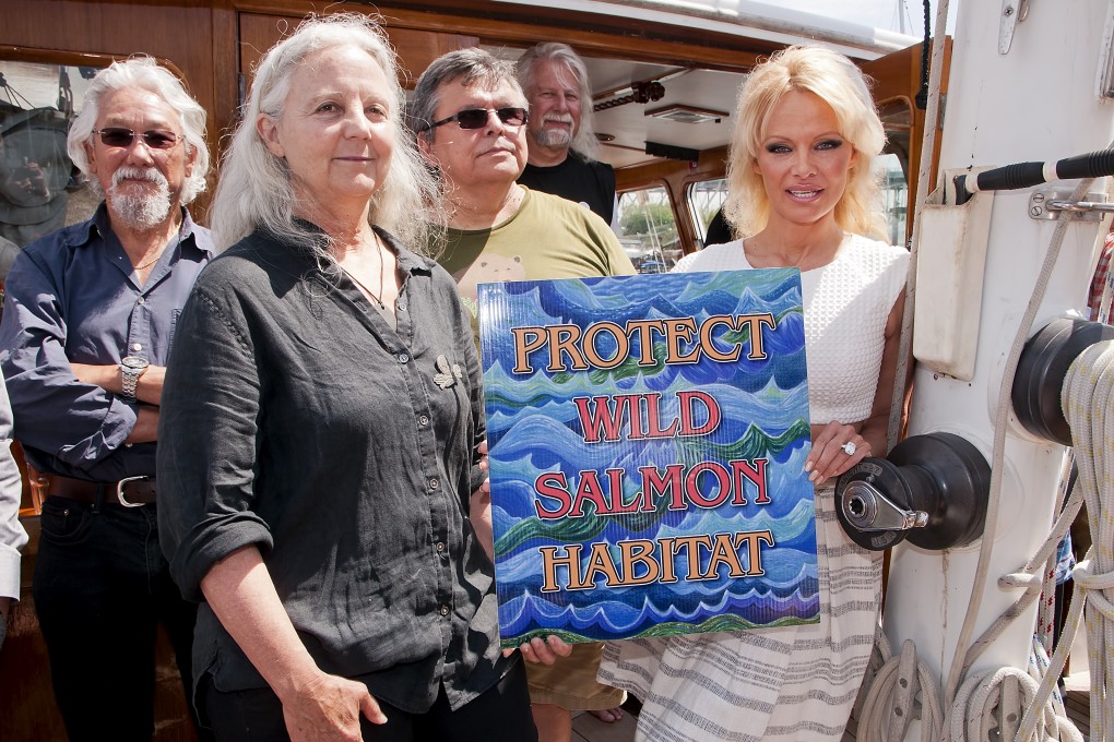 Celebrity Pamela Anderson, right joined anti-fish-farm campaigner  Alexandra Morton aboard the Sea Shepherd's R/V Martin Sheen to launch Operation Virus Hunter.