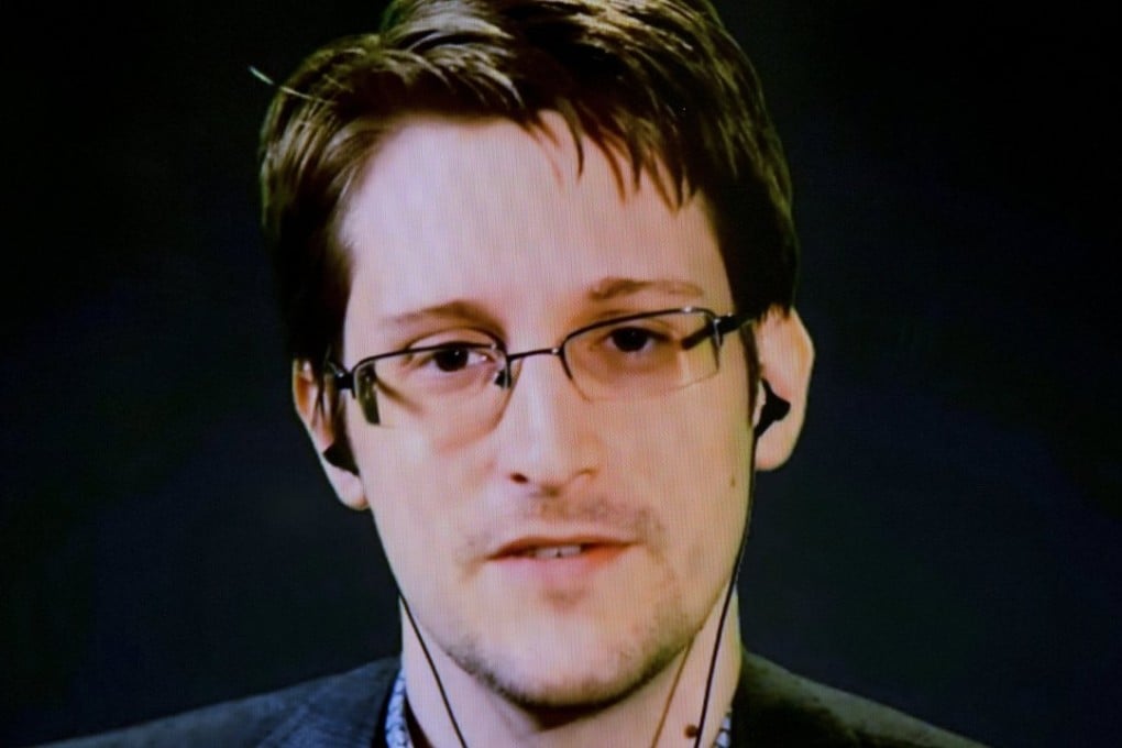 American whistle-blower Edward Snowden delivers remarks via video link from Moscow to attendees at a discussion regarding an International Treaty on the Right to Privacy, Protection Against Improper Surveillance and Protection of Whistle-blowers in Manhattan, New York. Photo: Reuters