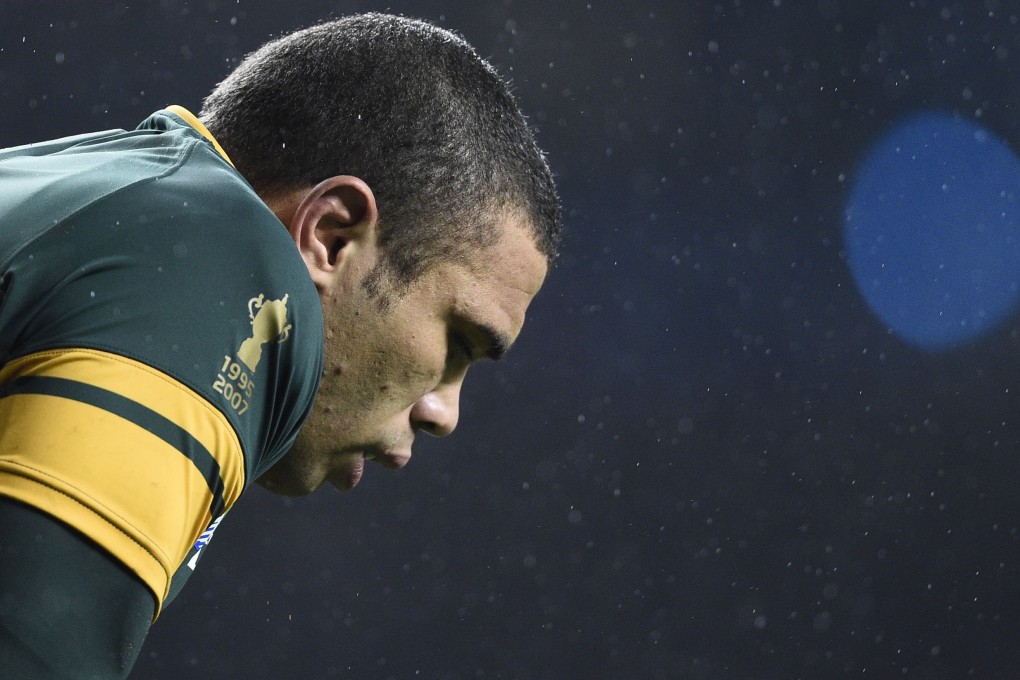 South Africa wing Bryan Habana reacts after losing the semi-final to New Zealand at Twickenham on Saturday. Photos: AFP