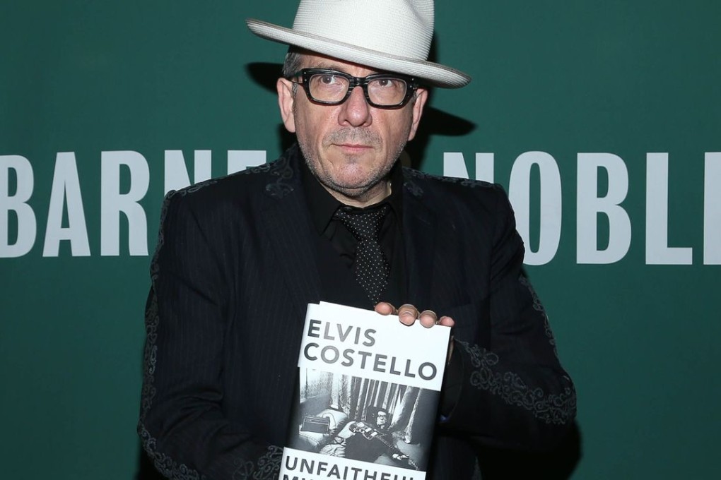 Elvis Costello promoting his new book in New York. Photo: AFP