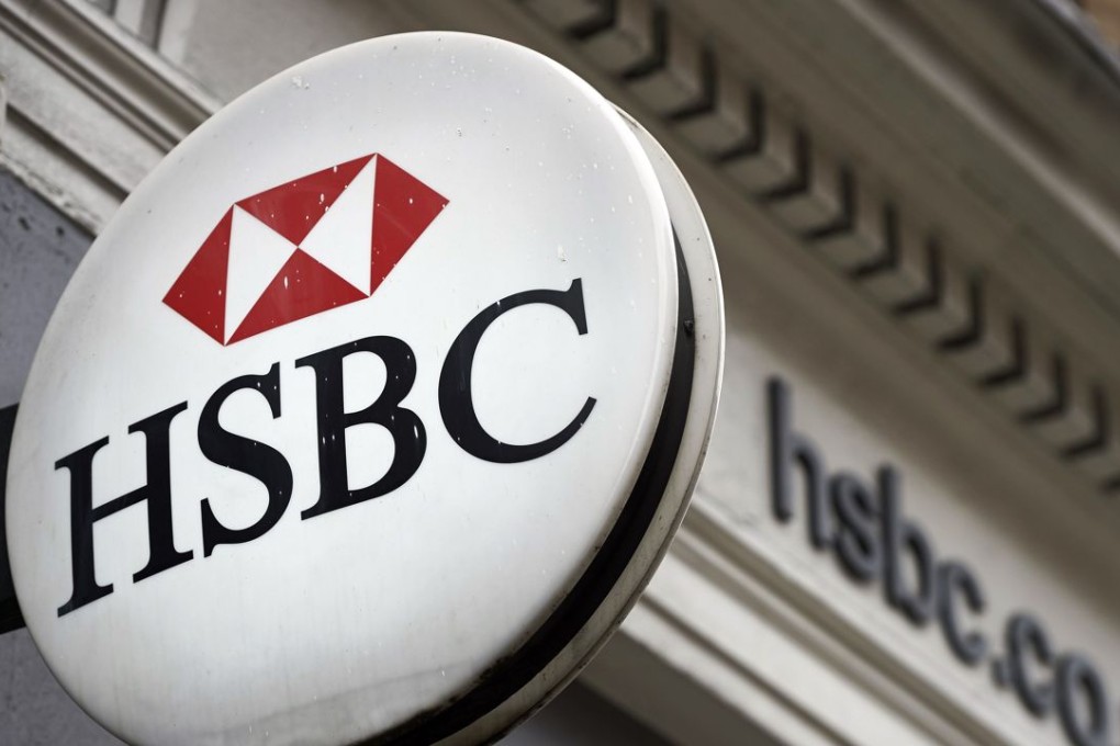 The logo of HSBC is seen outside a branch in London. Photo: AFP