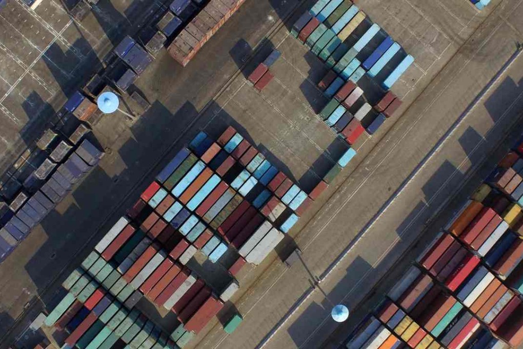 An overhead view of a container port in China's Guangxi Zhuang Autonomous Region. Beihai city. Photo: Xinhua